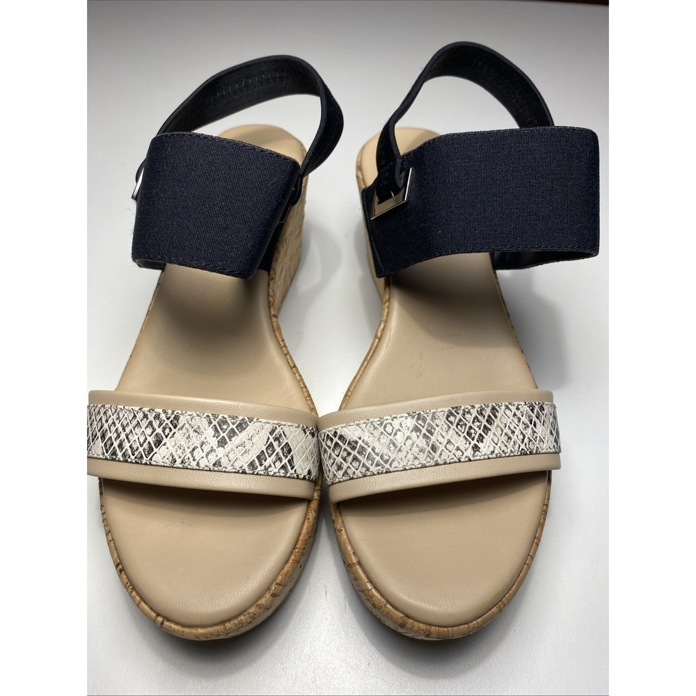 Alfani Maybell sandals Platform Wedge Blk, Cream, Snake Women 6.5 M Wore Once
